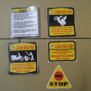 Bộ tem cảnh báo trang trí xe Stop