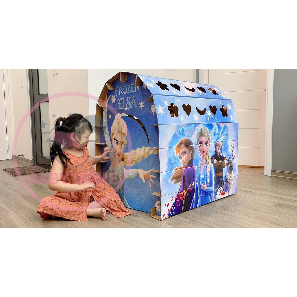 Nhà Bìa Giấy Carton Lắp Ghép An Toàn Hình Công Chúa Elsa