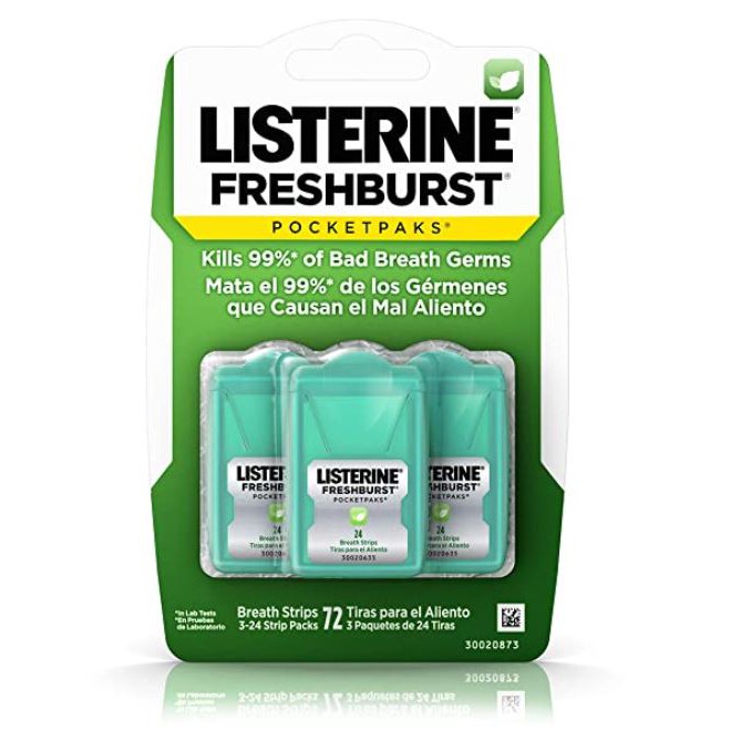 [Hàng Chuẩn Mỹ] Hộp 72 miếng ngậm Thơm Miệng khẩn cấp Listerine Pocketpaks