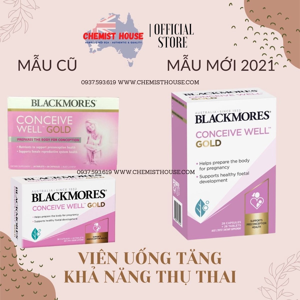 [Hàng Chuẩn ÚC] Blackmores Conceive Well Gold - Viên uống tăng khả năng thụ thai 56 viên