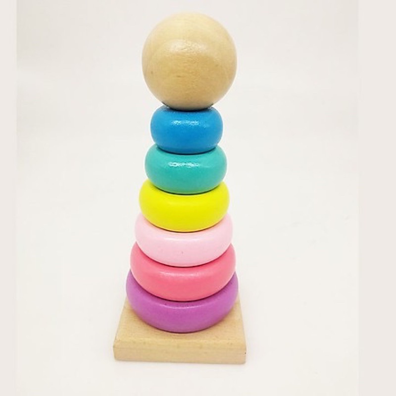 Đồ Chơi Giáo Dục Tháp cầu vồng Subeokiss bằng gỗ cho bé, Đồ Chơi Giáo Dục