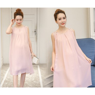 Váy bầu hồng sát nách