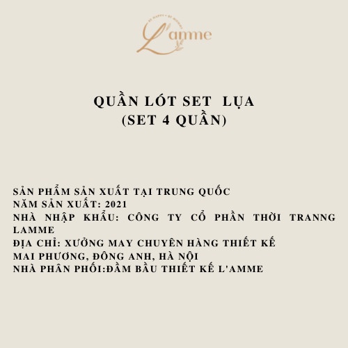 Quần lót bầu và sau sinh – set lụa thông hơi thoáng khí (4c) mềm mỏng co dãn, lót trắng kháng khuẩn sản phẩm của LAMME