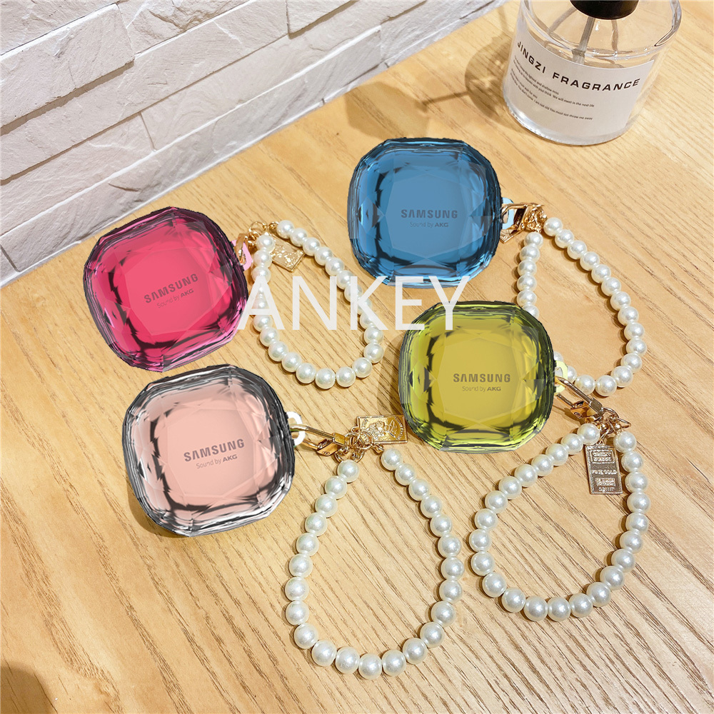 Samsung Galaxy Buds Live / Buds Pro / Buds 2 / Buds2 Pro Vỏ bảo vệ hộp sạc tai nghe đính ngọc trai xinh xắn cho