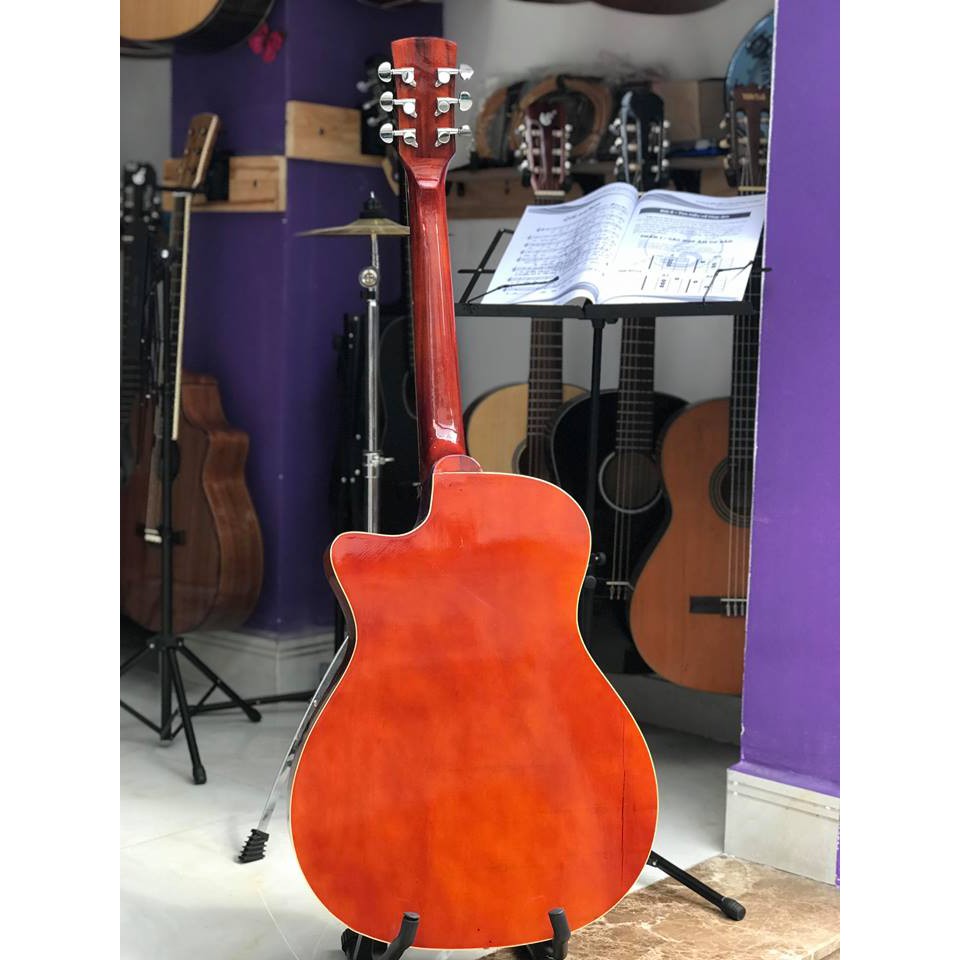 Đàn guitar acoustic 4/4 cao 105cm có ty chống cong màu gỗ - Đàn chơi đệm hát acoustic, solo, nhạc trẻ - Bảo hành 1 năm