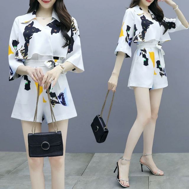 Hàng nhập - Set bộ nữ short cổ sơ mi, sét đùi thời trang sang trọng