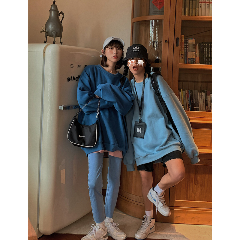 Áo Sweater Nữ Tay Dài Màu Trơn Phong Cách Hàn Quốc