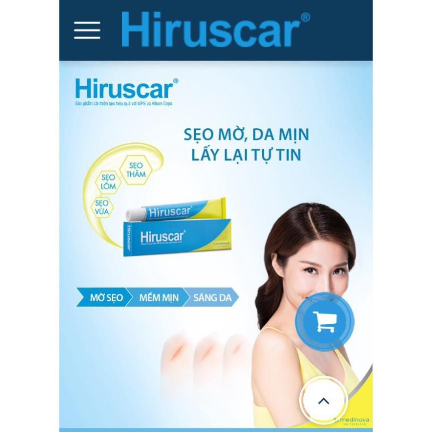 Hiruscar Gel cải thiện sẹo vừa, sẹo lõm, sẹo thâm 20g