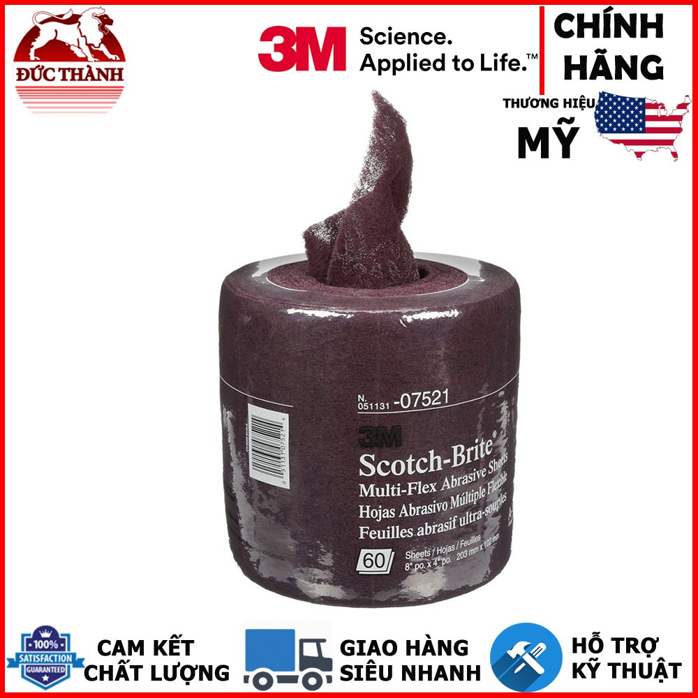 Bùi nhùi cao cấp 3M Scotch Brite Multi-Flex Abrasive Sheet Roll, Very Fine Grade, 8 inch x 4 inch, 07521