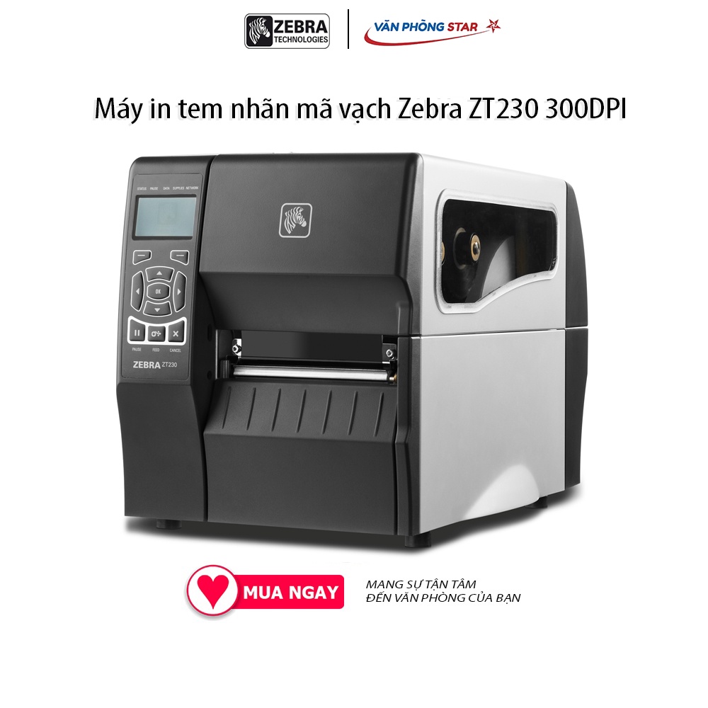 Máy in mã vạch Zebra ZT230 - 300DPI Tốc độ in tối đa 6 inches/giây Bề rộng nhãn tối đa có thể in 110 mm 300 dpi.