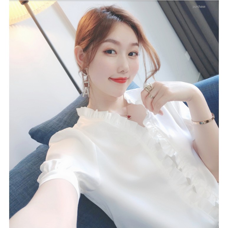 Áo sơ mi trắng tay ngắn cổ viền bèo ♥️ Gloria Shop ♥️ thời trang công sở phù hợp cho mọi sự kiện