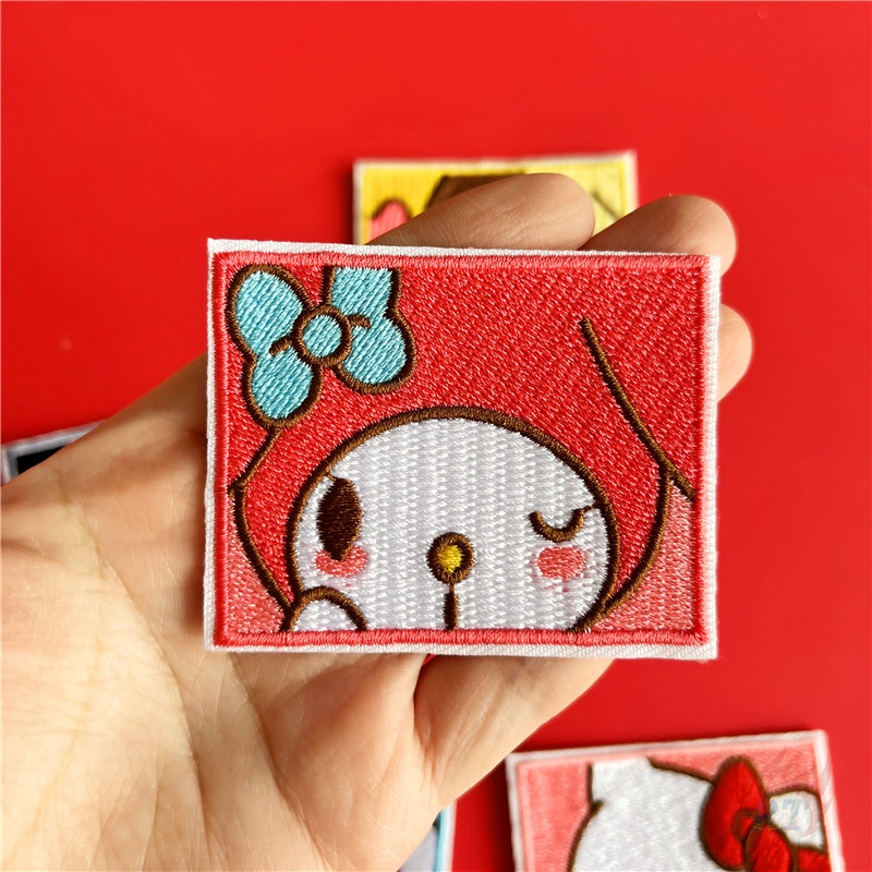 Miếng vá quần áo chủ đề hoạt hình Hello Kitty / Melody / Kuromi / Cinnamoroll / Pom Purin - Sanrio 5.4*7CM tùy chọn