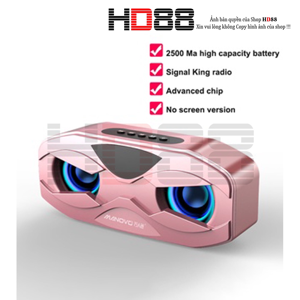 Loa Bluetooth cầm tay Manovo M5, âm thanh siêu trầm loa kép, màn hình led, FM radio dung lượng pin 2500mAh - HD8 - A44