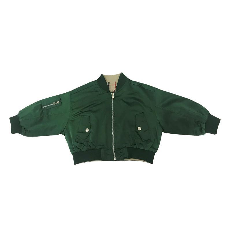 Áo khoác bóng chày họa tiết caro thời trang cho bé gái