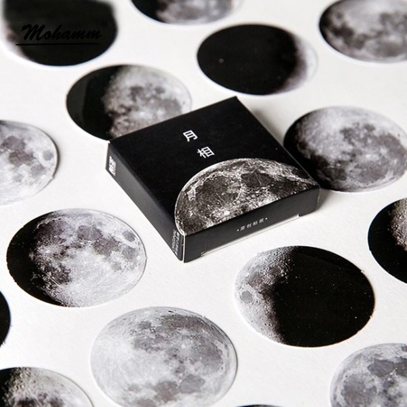 Set 45 Sticker Dán Trang Trí Hình Mặt Trăng Dễ Thương