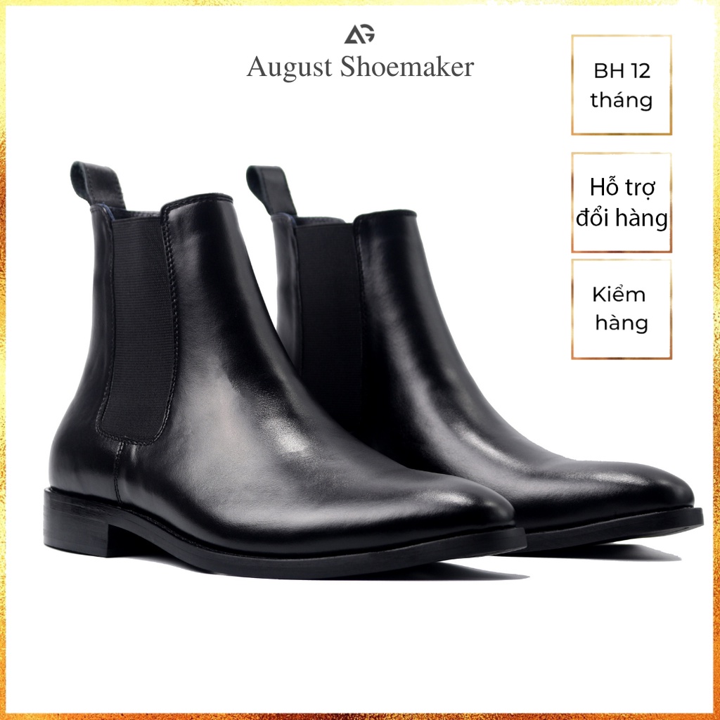 Giày Chelsea boots nam, giày da cao cấp da bò nhập khẩu handmade August shoes AG1D chính hãng bảo hành 12 tháng | BigBuy360 - bigbuy360.vn