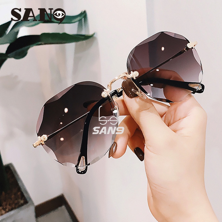 Kính mát tròn không viền màu gradient chống tia UV400 phong cách Hàn Quốc thời trang cho nữ