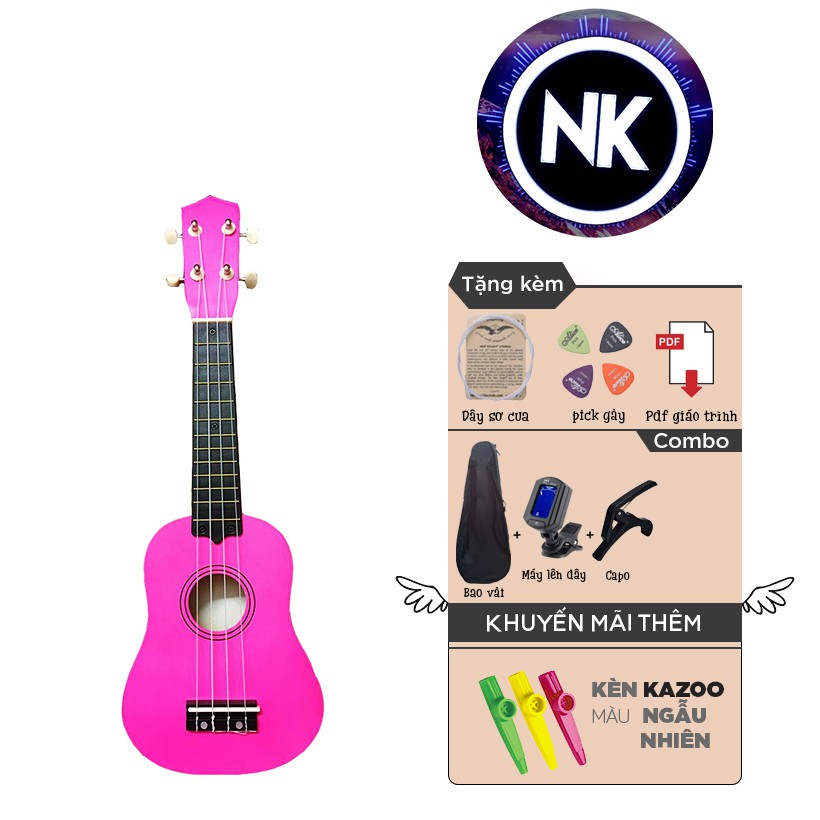 (MUA 1 ĐƯỢC 9) Đàn Ukulele Soprano 21" Full Phụ Kiện + Bao Vải + Capo + Tuner + Kèn Kazoo