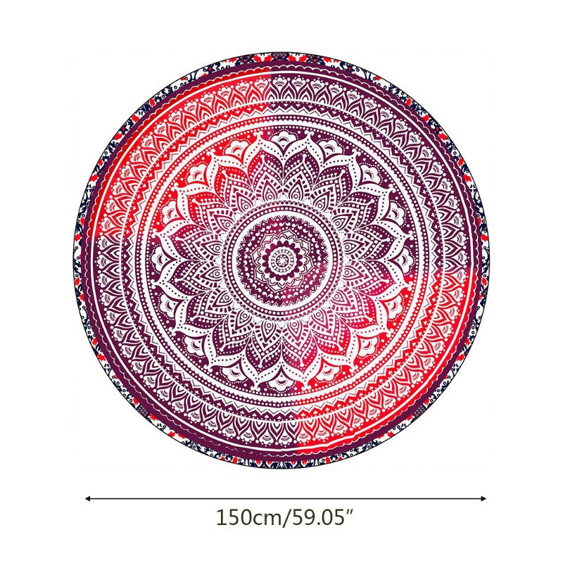 Thảm Yoga Hình Tròn Họa Tiết Mandala Phong Cách Boho