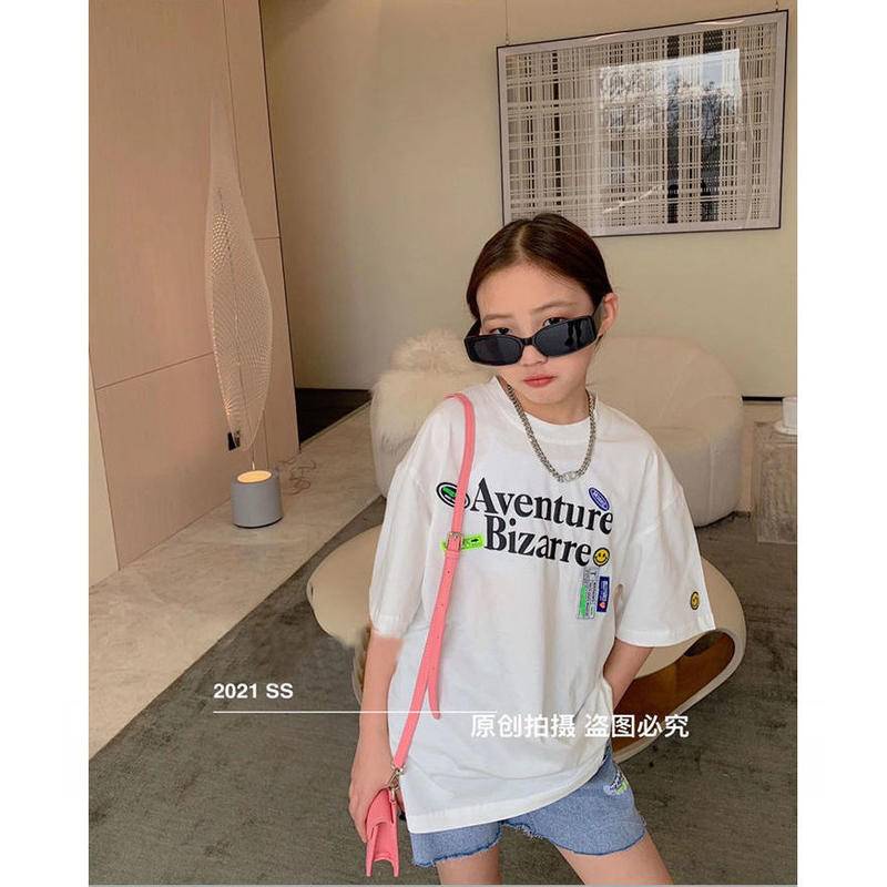 Áo Thun Cotton Tay Ngắn In Chữ Thời Trang Dành Cho Bé Gái