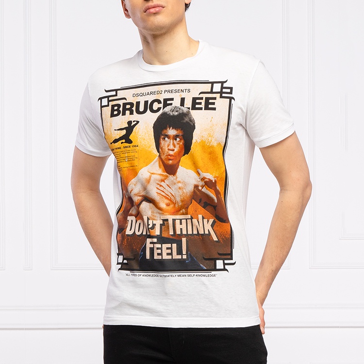 Áo Thun Ngắn Tay In Hình Dsquared2 D2 Power Bruce Lee Cá Tính Cho Nam