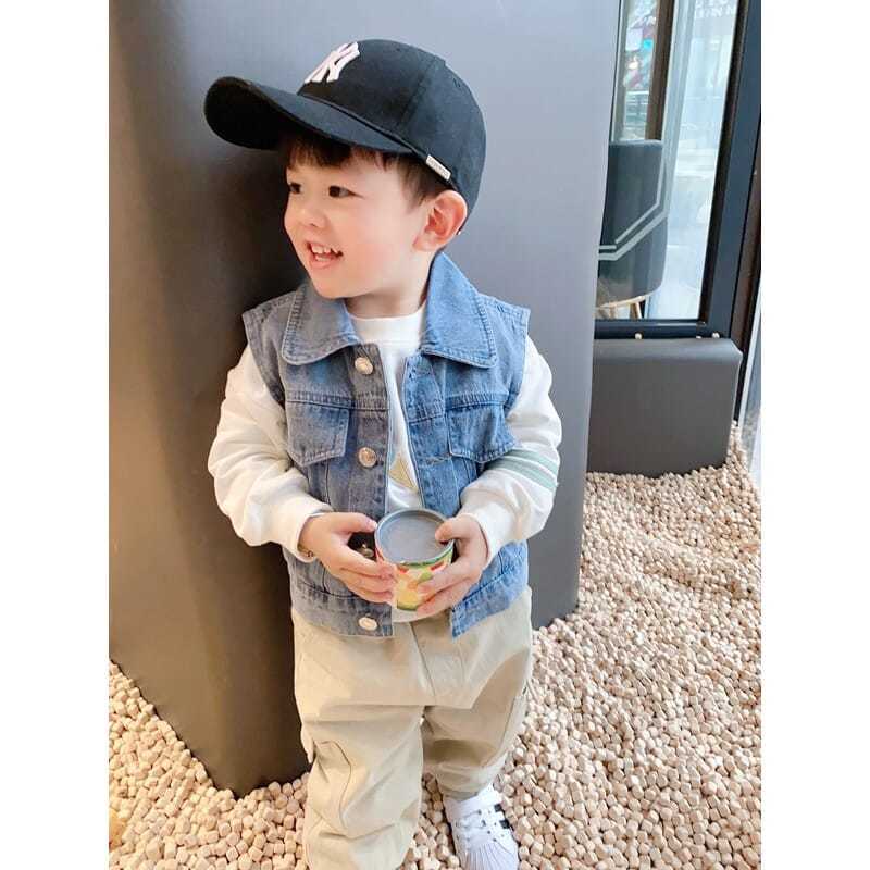 Áo Khoác Denim Không Tay Mềm Mại Thời Trang Mùa Xuân 2022 Dành Cho Bé Trai