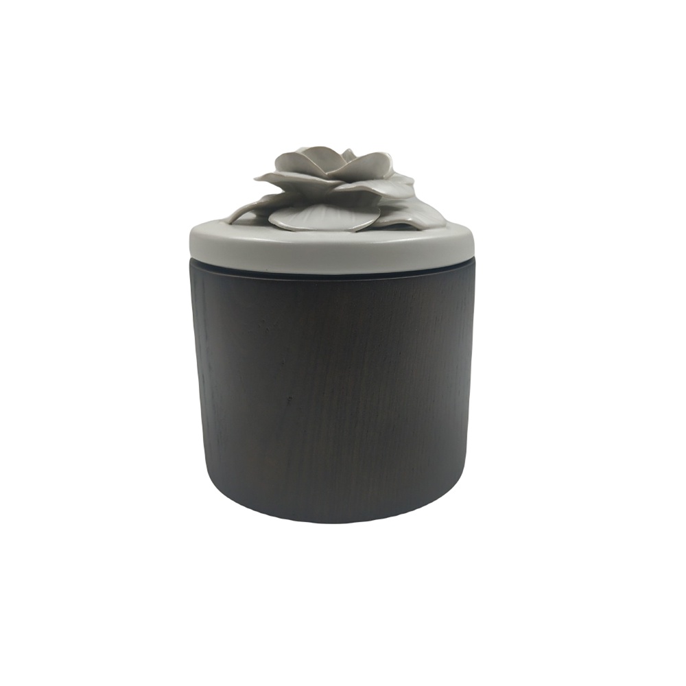 Hộp Gỗ Trang Trí Sonia - Nắp Gốm Hoa, Trang Trí Nhà Cửa / Spa - SDW022