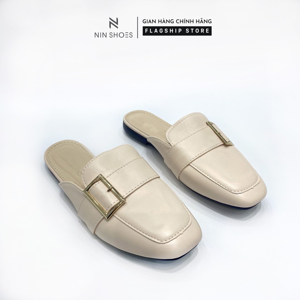 Dép sục nữ Nin Shoes - Sục nữ mũi vuông quai ngang 2 màu thời trang cao cấp