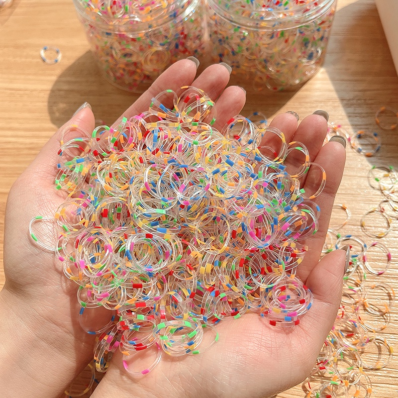 Set 1000 Dây Thun Cột Tóc Chấm Bi Nhiều Màu Dùng Một Lần Cho Bé Gái