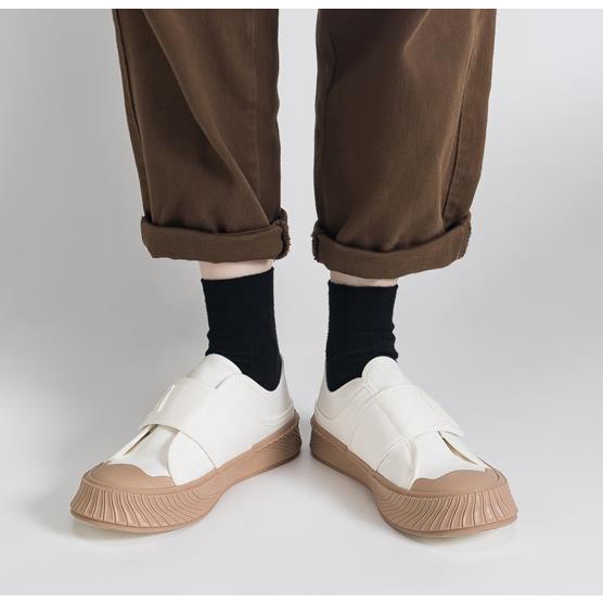 Giày Lười Canvas Hở Hai Cách Mang Quai Dán Màu Trắng Phong Cách Mới Mùa Hè 2022 Cho Nữ