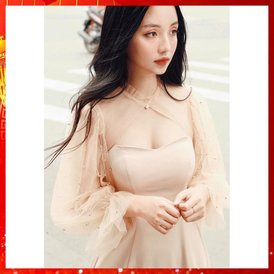 Đầm dự tiệc tay phồng đính hạt nữ tính tôn dáng | BigBuy360 - bigbuy360.vn