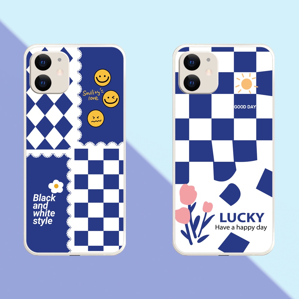 Ốp lưng cạnh vuông OPPO A1K/A5S/A74/A54/....viền bảo vệ camera hình Caro xanh