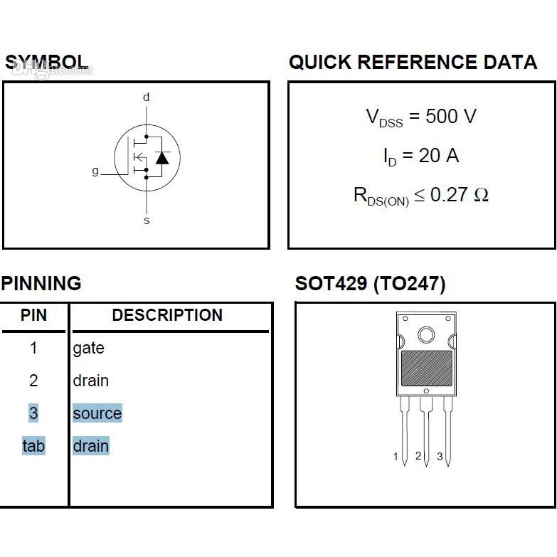 Mosfet IRFP460 TO-247 500V 20A kênh N