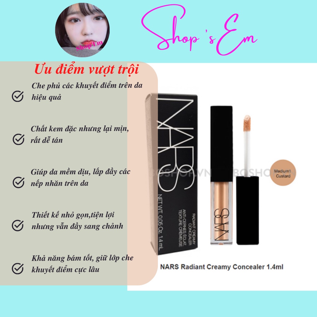 Kem Che Khuyết Điểm Nars Radiant Creamy Concealer 1.4ml mềm mịn, dễ tán, che phủ khuyết điểm và độ bám hoàn hảo