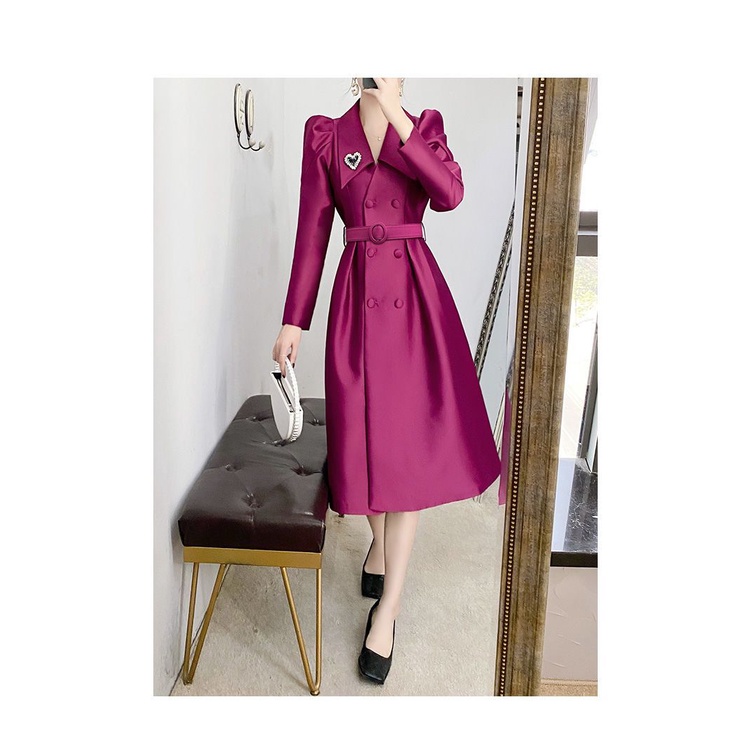 Đầm Cổ Vest Tay Dài Ôm Eo Thời Trang Mùa Xuân 2022 Cho Nữ