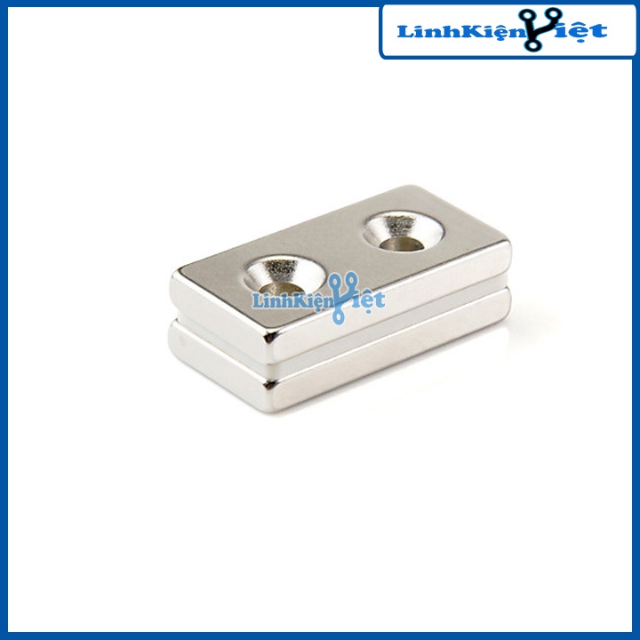Nam châm 40x20x5mm lỗ đôi siêu khỏe, chất liệu cao cấp, chống gỉ và ăn mòn tốt