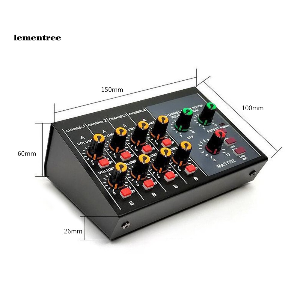 ✡WYB✡Portable Digital 8-Channel Stereo Sound Mixing Console Reverb Effect Audio Mixer