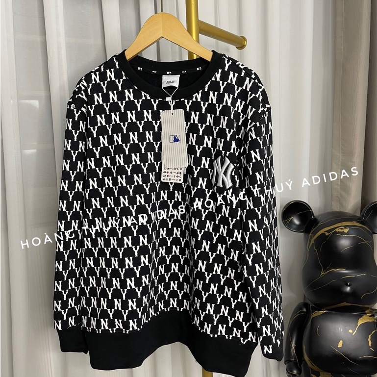 Áo Nỉ Sweatshirt MLB Tay Dài Monogram Overfit unisex Nam nữ-100% Xuất dư