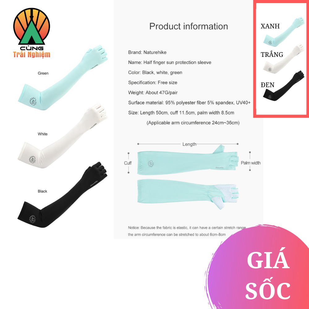 [Mã BMLTA50 giảm 10% đơn 99K] Găng Tay Ống Chống Nắng Khí Siêu Chống Tia UV NH20FS023 Naturehike Làm Mát Thoáng Khí