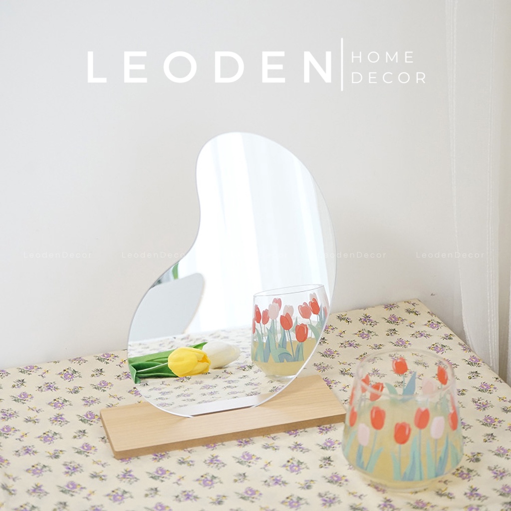 Gương để bàn trang điểm đế gỗ hình đám mây, gương trang điểm phong cách Hàn Quốc – LEODEN Decor