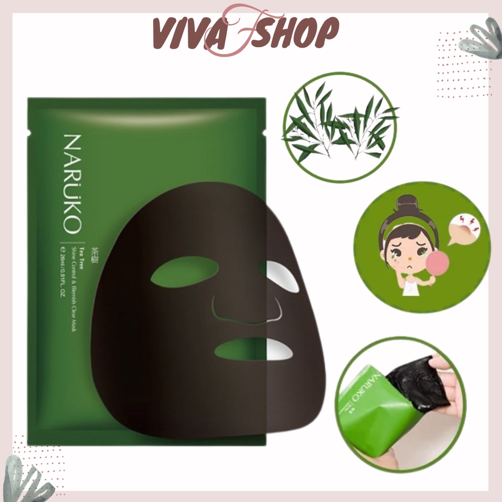 Mặt nạ tràm trà Naruko Tea Tree Clear Mask 26ml / Mặt Nạ Giấy Naruko Taiwan Magnolia Brightening & F