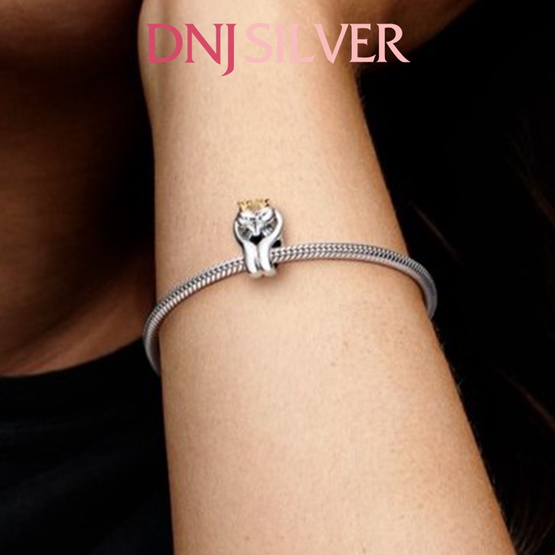 [Hàng cao cấp] Charm bạc 925 cao cấp, hàng chuẩn bạc - Charm Two-tone Swans &amp; Heart thích hợp để mix vòng tay charm