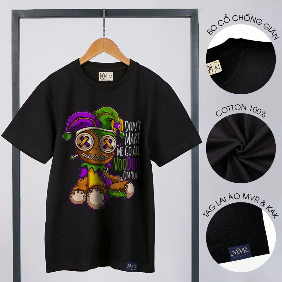 Áo thun nữ tay lỡ Cotton thoáng mát búp bê gấu dễ thương pha kinh dị MVR KK3857