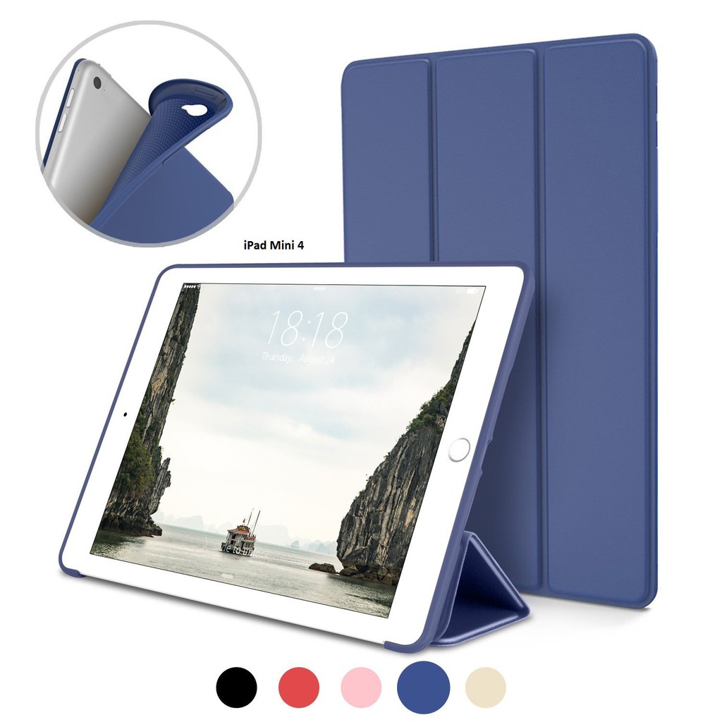Bao da kiêm ốp lưng cho iPad Mini 4 (xanh đen) M1