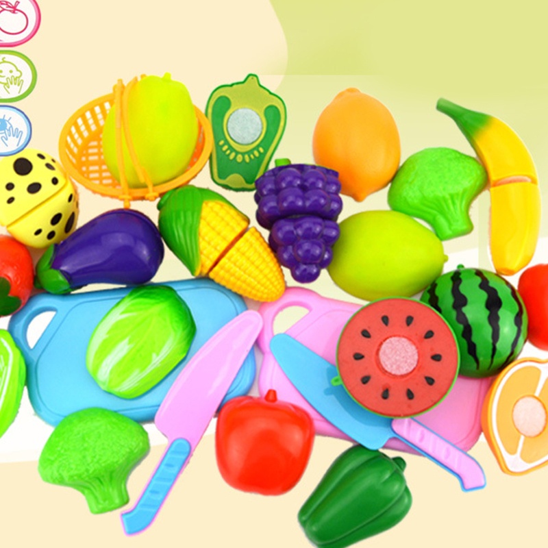 Set 18 Món Đồ Chơi Cắt Thực Phẩm Nhiều Màu Sắc Cho Bé