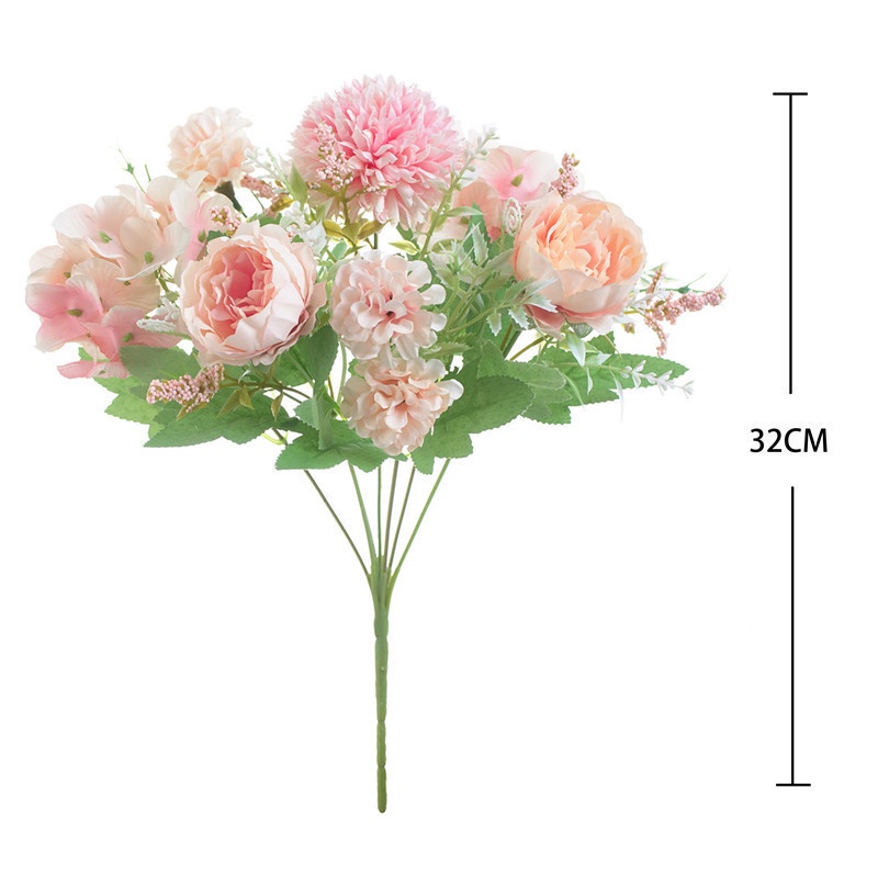 hoa giả décor hoa mẫu đơn hoa cẩm tú cầu hoa giả trang trí Bó hoa lụa giả trang trí nội thất