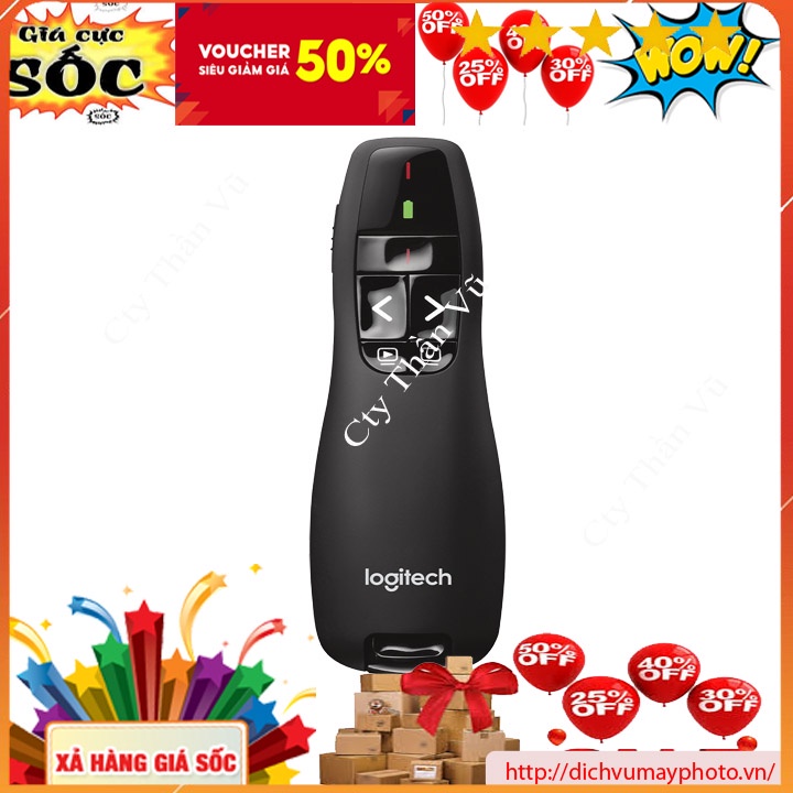 Bút trình chiếu không dây chính hãng logitech R400 kết nối không dây tiện lợi