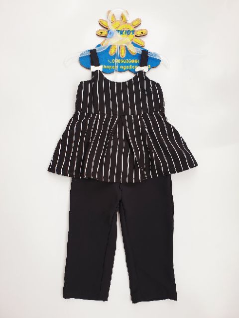 Set Bé Gái AIRLY momo Culottes Kẻ Đen