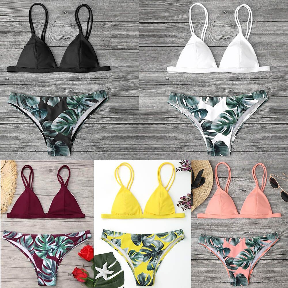 Bikini hoạ tiết lá thiết kế nâng ngực cho phái nữ | BigBuy360 - bigbuy360.vn