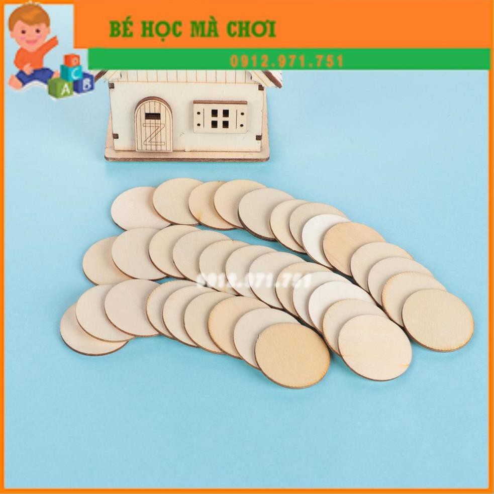 HANDMADE Bộ 50 Miếng Gỗ Tròn Tự Nhiên Dùng Làm Đồ Thủ Công